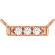 14K Gold Round Lab-Grown Diamond French-Set Bar Necklace – 1.3-1.5mm Stones - Rose Gold