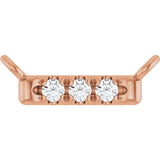14K Gold Round Lab-Grown Diamond French-Set Bar Necklace – 1.3-1.5mm Stones - Rose Gold