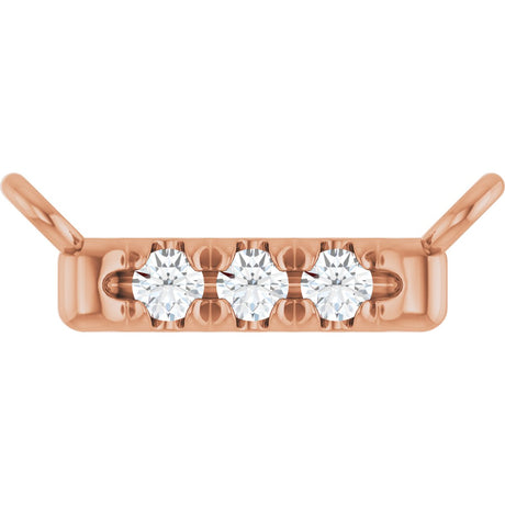 14K Gold Round Lab-Grown Diamond French-Set Bar Necklace – 1.3-1.5mm Stones - Rose Gold