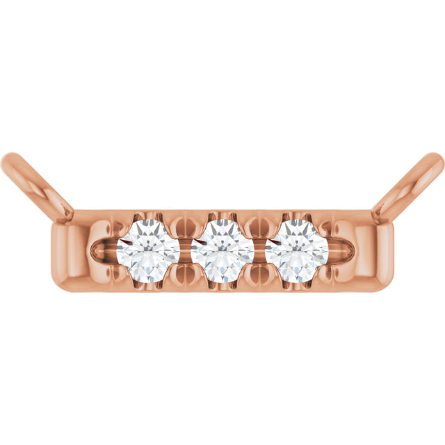14K Gold Round Lab-Grown Diamond French-Set Bar Necklace – 1.3-1.5mm Stones - Rose Gold