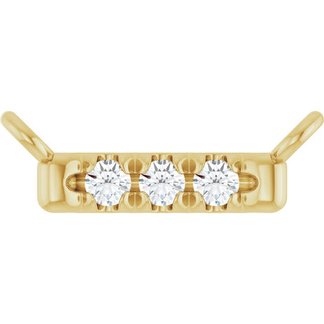 14K Gold Round Natural Diamond French-Set Bar Necklace – 1.3-1.5mm Stones - Yellow Gold
