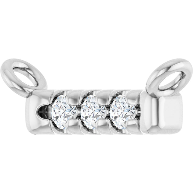 Platinum Round Lab-Grown Diamond French-Set Bar Necklace – 1.3-1.5mm Stones - view 2