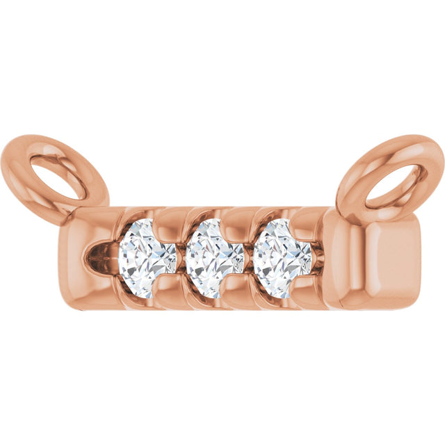 14K Gold Round Natural Diamond French-Set Bar Necklace – 1.3-1.5mm Stones - Rose Gold - view 2