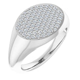 Platinum Round Natural Diamond Pave'-Style Cluster Signet Ring