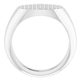 14K Gold Round Natural Diamond Pave'-Style Cluster Signet Ring - White Gold - view 2