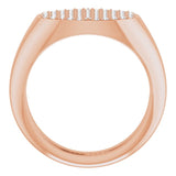 14K Gold Round Natural Diamond Pave'-Style Cluster Signet Ring - Rose Gold - view 2