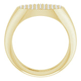 14K Gold Round Natural Diamond Pave'-Style Cluster Signet Ring - Yellow Gold - view 2
