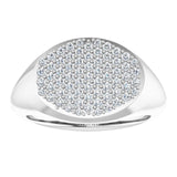 14K Gold Round Natural Diamond Pave'-Style Cluster Signet Ring - White Gold - view 3