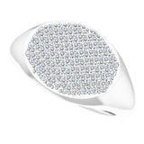 14K Gold Round Natural Diamond Pave'-Style Cluster Signet Ring - White Gold - view 5