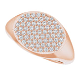 14K Gold Round Natural Diamond Pave'-Style Cluster Signet Ring - Rose Gold - view 5