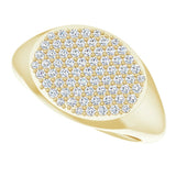 14K Gold Round Natural Diamond Pave'-Style Cluster Signet Ring - Yellow Gold - view 5