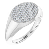 Platinum Round Natural Diamond Pave'-Style Cluster Signet Ring