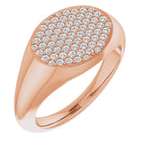 14K Gold Round Natural Diamond Pave'-Style Cluster Signet Ring - Rose Gold