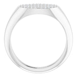 Platinum Round Natural Diamond Pave'-Style Cluster Signet Ring - view 2