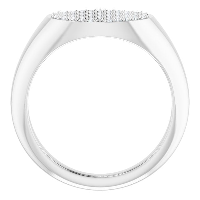 Platinum Round Natural Diamond Pave'-Style Cluster Signet Ring - view 2