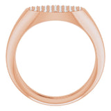 14K Gold Round Natural Diamond Pave'-Style Cluster Signet Ring - Rose Gold - view 2
