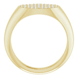 14K Gold Round Natural Diamond Pave'-Style Cluster Signet Ring - Yellow Gold - view 2