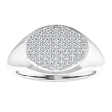 Platinum Round Natural Diamond Pave'-Style Cluster Signet Ring - view 3