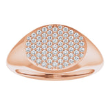 14K Gold Round Natural Diamond Pave'-Style Cluster Signet Ring - Rose Gold - view 3