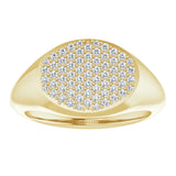 14K Gold Round Natural Diamond Pave'-Style Cluster Signet Ring - Yellow Gold - view 3