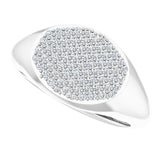 Platinum Round Natural Diamond Pave'-Style Cluster Signet Ring - view 5