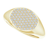 14K Gold Round Natural Diamond Pave'-Style Cluster Signet Ring - Yellow Gold - view 5