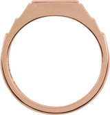 14K Gold Round Natural Diamond Geometric Signet Ring II - Rose Gold - view 2