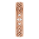 14K Gold Round Natural Diamond Celtic-Inspired Eternity Band - Rose Gold - view 4