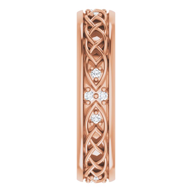14K Gold Round Natural Diamond Celtic-Inspired Eternity Band - Rose Gold - view 4
