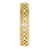14K Gold Round Natural Diamond Celtic-Inspired Eternity Band - Yellow Gold - view 4