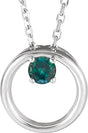 14K Gold Round Lab-Grown Alexandrite Circle Necklace - White Gold