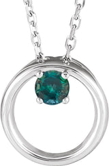 Platinum Round Lab-Grown Alexandrite Circle Necklace