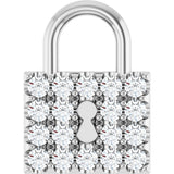 Platinum Round Natural Diamond Lock Necklace or Pendant