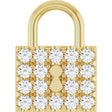 14K Gold Round Natural Diamond Lock Necklace or Pendant - Yellow Gold