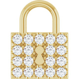 14K Gold Round Natural Diamond Lock Necklace or Pendant - Yellow Gold
