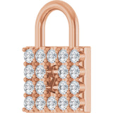 14K Gold Round Natural Diamond Lock Necklace or Pendant - Rose Gold - view 2