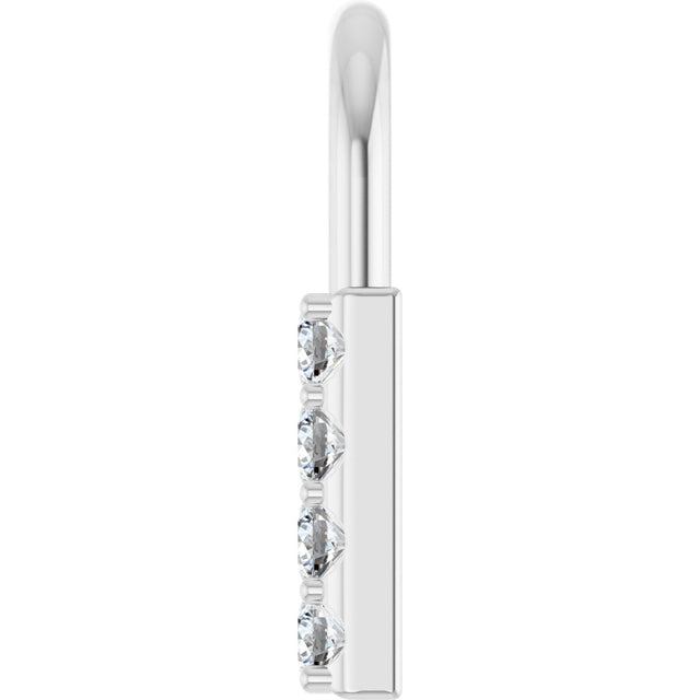14K Gold Round Natural Diamond Lock Necklace or Pendant - White Gold - view 3