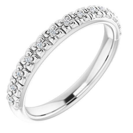 Platinum Round Natural Diamond Accented Stackable Ring – 0.9mm Stones