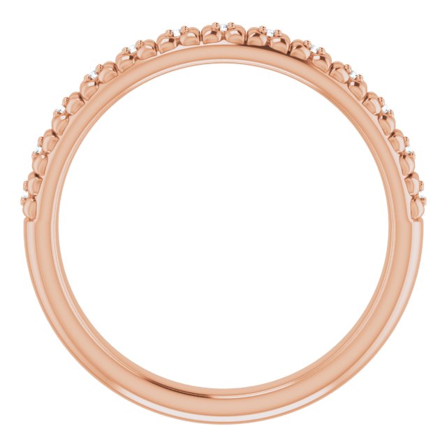 14K Gold Round Natural Diamond Accented Stackable Ring – 0.9mm Stones - Rose Gold - view 2