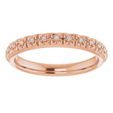14K Gold Round Natural Diamond Accented Stackable Ring – 0.9mm Stones - Rose Gold - view 3