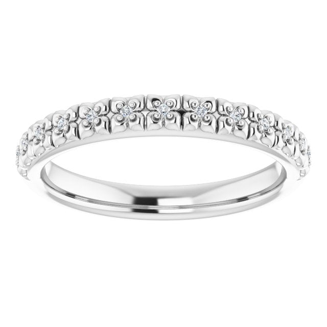 Platinum Round Natural Diamond Accented Stackable Ring – 0.9mm Stones - view 3