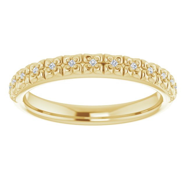 14K Gold Round Natural Diamond Accented Stackable Ring – 0.9mm Stones - Yellow Gold - view 3