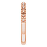 14K Gold Round Natural Diamond Accented Stackable Ring – 0.9mm Stones - Rose Gold - view 4