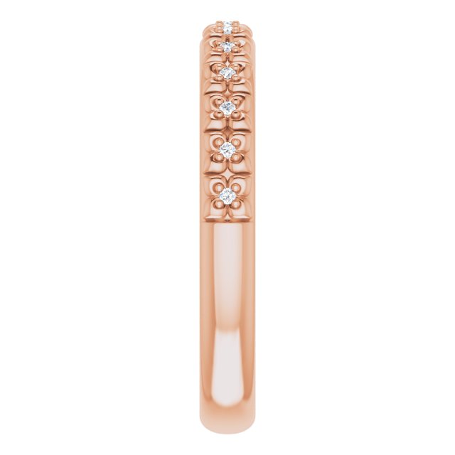 14K Gold Round Natural Diamond Accented Stackable Ring – 0.9mm Stones - Rose Gold - view 4