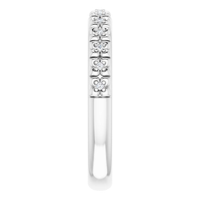Platinum Round Natural Diamond Accented Stackable Ring – 0.9mm Stones - view 4