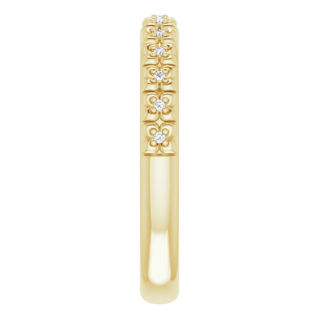 14K Gold Round Natural Diamond Accented Stackable Ring – 0.9mm Stones - Yellow Gold - view 4
