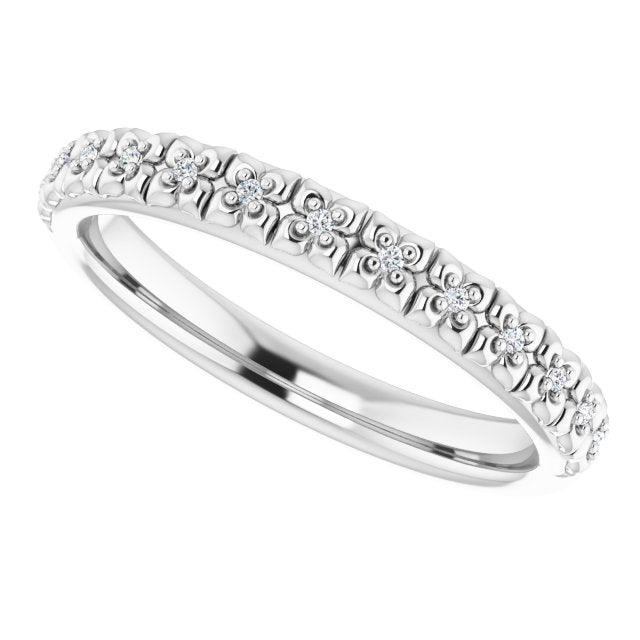 Platinum Round Natural Diamond Accented Stackable Ring – 0.9mm Stones - view 5
