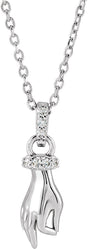 Platinum Round Natural Diamond Hand of Buddha Necklace or Pendant