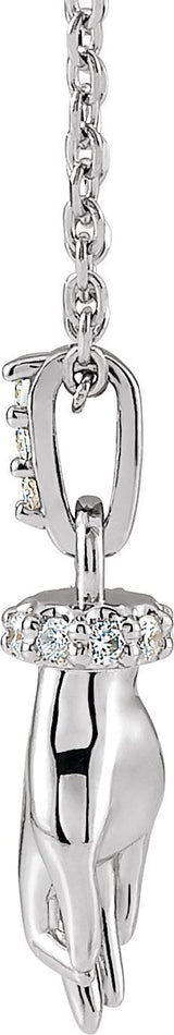 14K Gold Round Natural Diamond Hand of Buddha Necklace or Pendant - White Gold - view 2