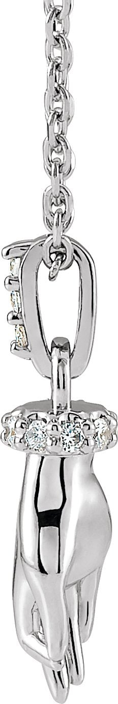 14K Gold Round Natural Diamond Hand of Buddha Necklace or Pendant - White Gold - view 2